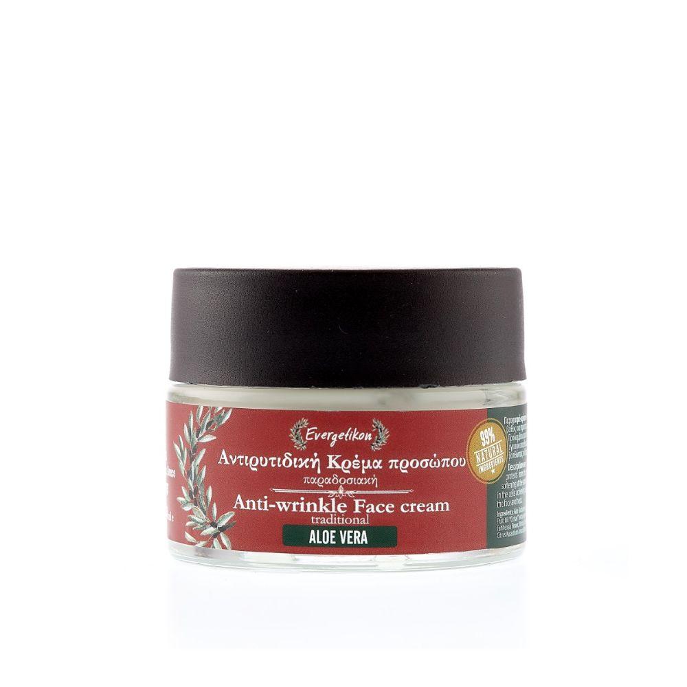 Anti-Wrinkle Face Cream with Aloe Vera and Wild Rose Oil - 50ml Evergetikon