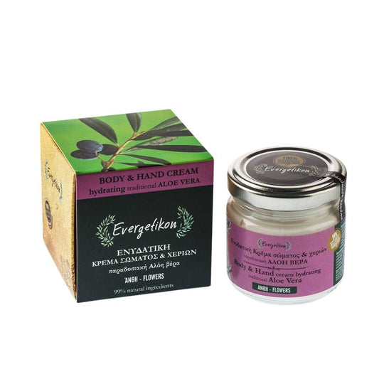 Moisturizing Cream 100% Natural for Body and Hands with Aloe Vera and Floral Essences - 100ml Evergetikon