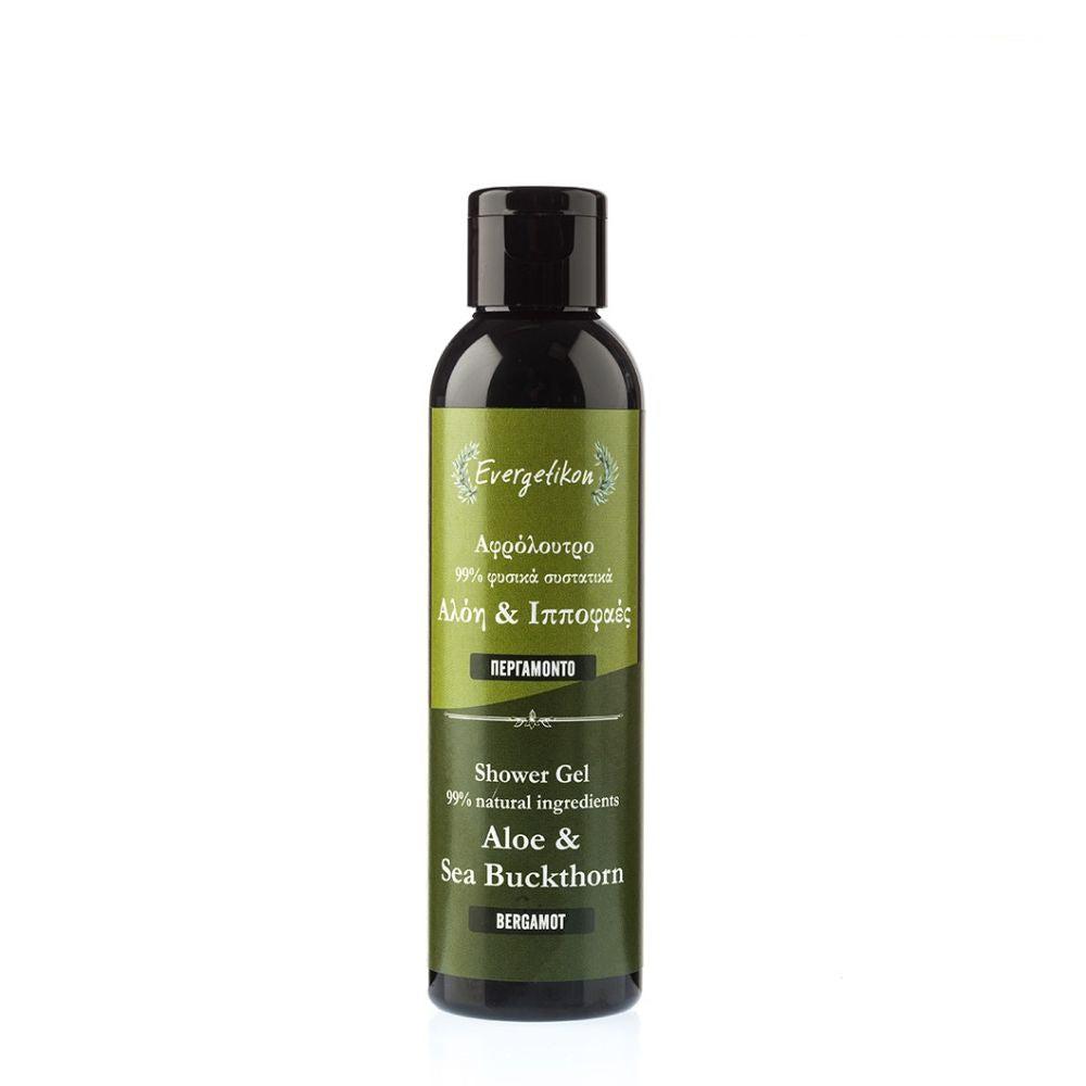 100% Natural Shower Gel with Aloe Vera, Sea Buckthorn, and Bergamot 150ml Evergetikon