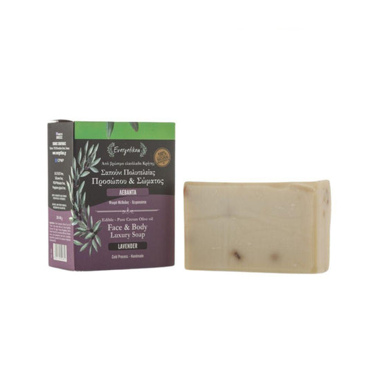 100% Natural Face and Body Soap with Olive Oil and Lavender 130g Evergetikon