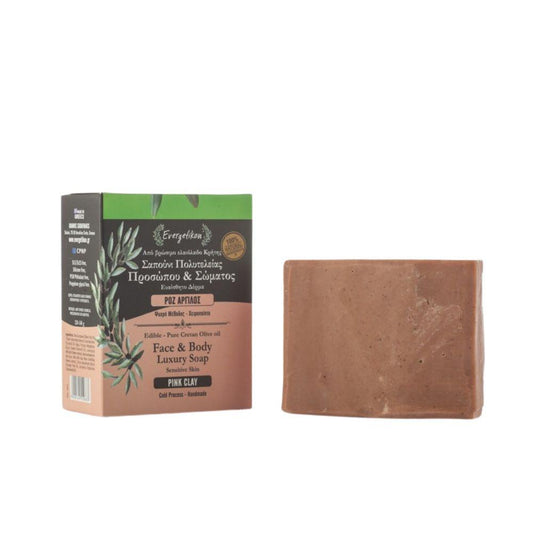 100% Natural Face and Body Soap with Pink Clay 130g Evergetikon