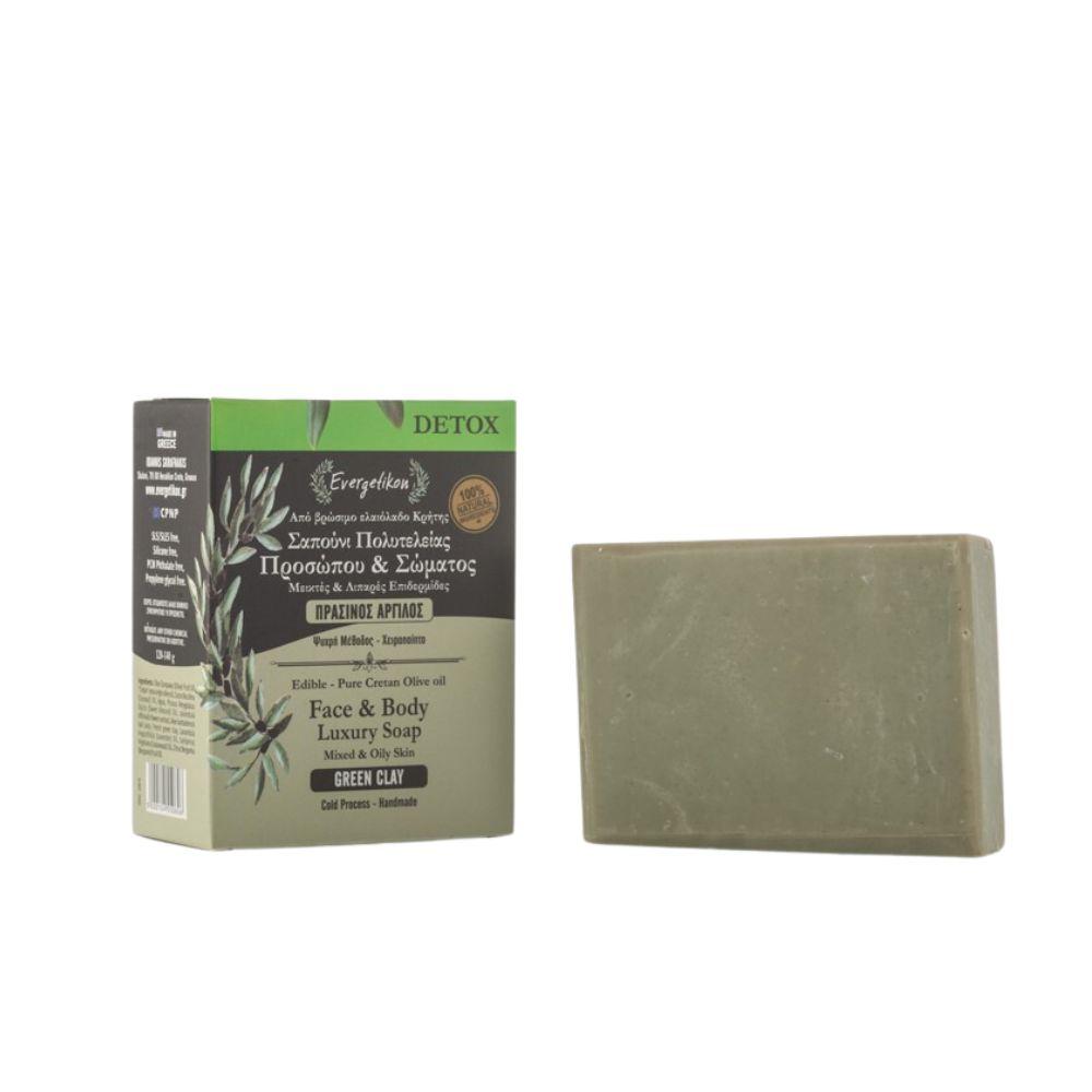 100% Natural Face and Body Soap with Green Clay 130g Evergetikon