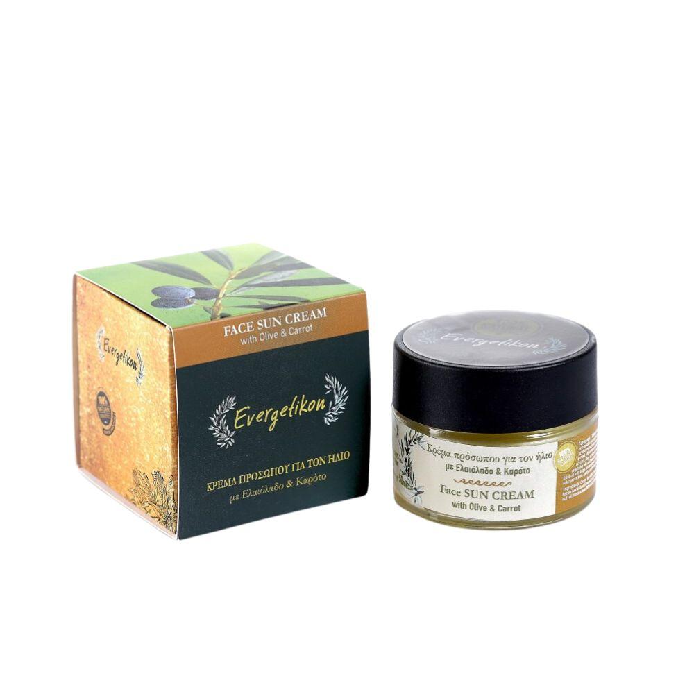 Face Cream with 100% Natural Sun Protection with Olive Oil and Carrot 50ml Evergetikon